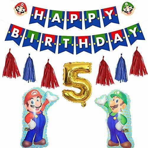 お買い得品 Fun スーパーマリオ 誕生日 飾り付けセット かわいいキャラクター Happybirthdayガーランド 数字バルーン 大