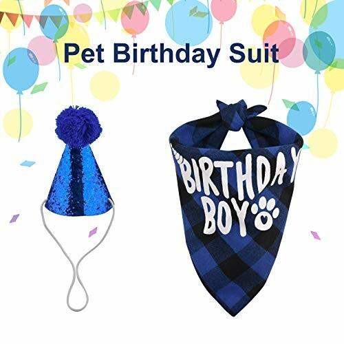 Hacraho 犬のバンダナと帽子 1セット 再利用可能な犬の誕生日の男の子バンダナと帽子 クラシックブルーチェッ ダイヤモンドスナップ 通販 Yahoo ショッピング