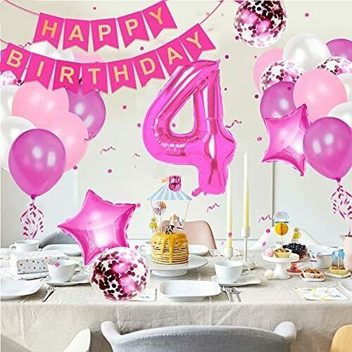 誕生日 飾り付け 誕生日 バルーン ナンバー 数字風船 4歳 ピンク女の子 ハート パーティー飾り 誕生日パーテ ダイヤモンドスナップ 通販 Yahoo ショッピング