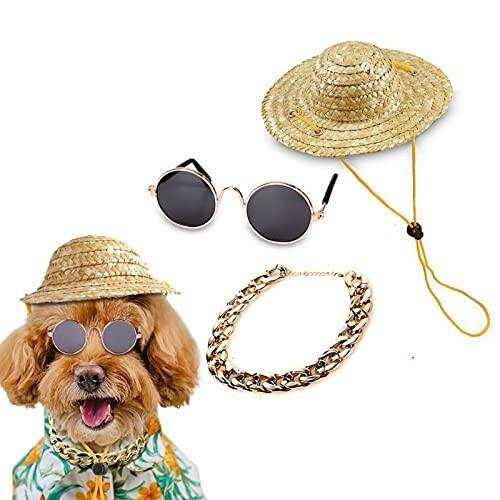 犬 猫用 麦わら帽子 サングラス ネックレス 3点セット 小型犬 猫 ペット用帽子 ストローハット メガネ アクセ ダイヤモンドスナップ 通販 Yahoo ショッピング