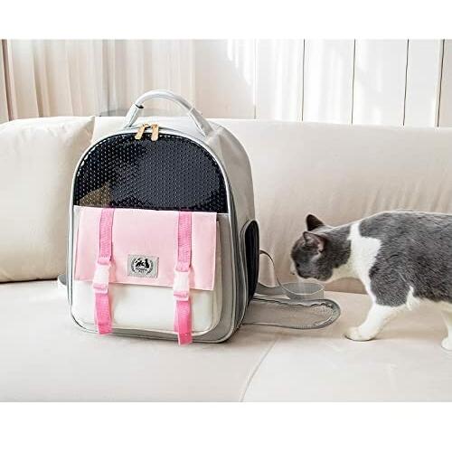 Xdronray ペットキャリーバッグ 犬猫用リュックバッグ 通気性 お出かけ用 旅行 ピンク
