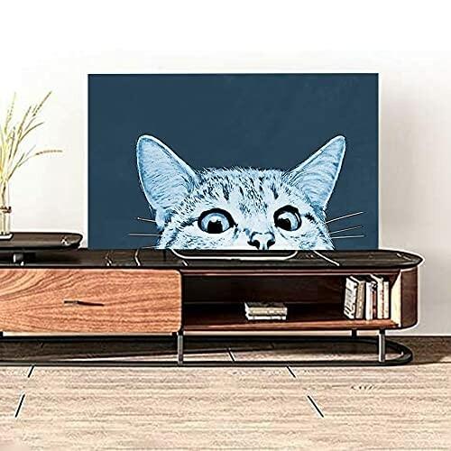 Umora 液晶テレビカバー 北欧風 保護防塵 21春夏新作 汚れ防止 インテリア 32インチ 黒ネコ おしゃれ 81 テレビアクセサリー