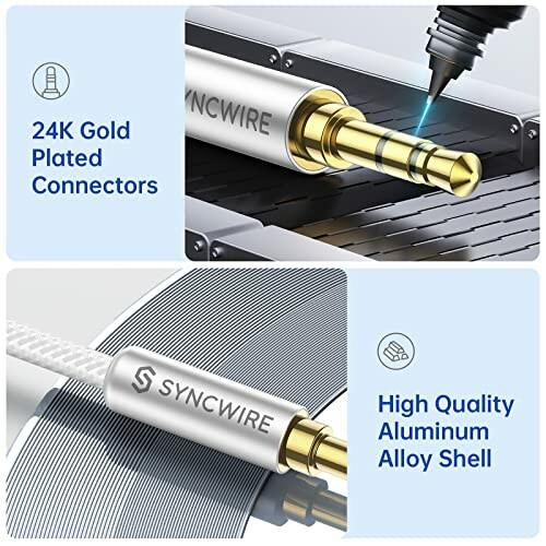 Syncwire オーディオケーブル 高耐久ナイロン Auxケーブル 3 5mmステレオミニプラグ ヘッドホンケーブル スピーカ ダイヤモンドスナップ 通販 Yahoo ショッピング