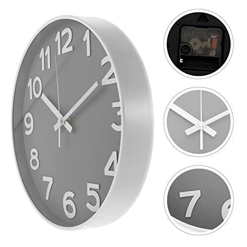 TOYMYTOY 丸い壁時計ハンギング番号時計バッテリー操作ミュート時計非刻々と壁の時計プラスチッ