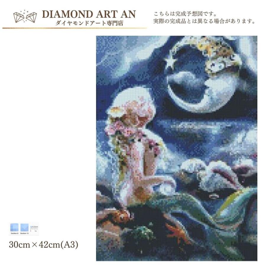 AM-141 ダイヤモンドアート 人魚 月 海 ダイヤモンド刺繍 キット