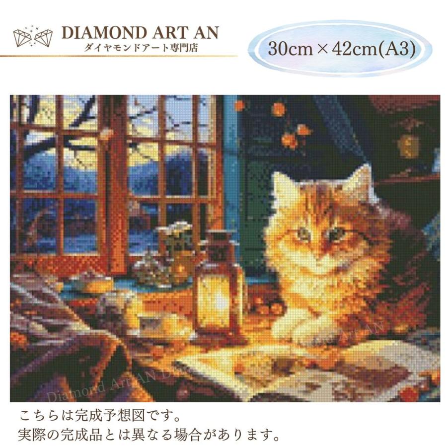 AM-414 ダイヤモンドアート 猫 可愛い  額縁印刷 A3 リハビリ脳トレ 集中力 知育 ビーズアート｜diamondart-an｜02