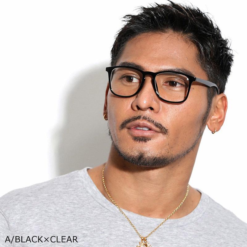 サングラス メンズ ブランド スクエア ブルー クリアレンズ カラー