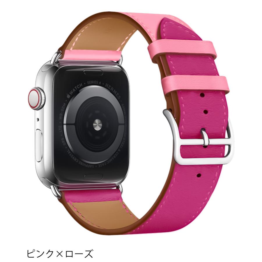 アップルウォッチ バンド 替え ベルト レディース 革 apple watch series 9 8 7 SE 6 5 4 3 2 1 レザー 本革  38 40 41 42 44 45 mm バイカラー 全シリーズ 対応