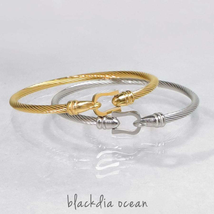 ブレスレット レディース blackdia ocean ワイヤー バングル 馬蹄  