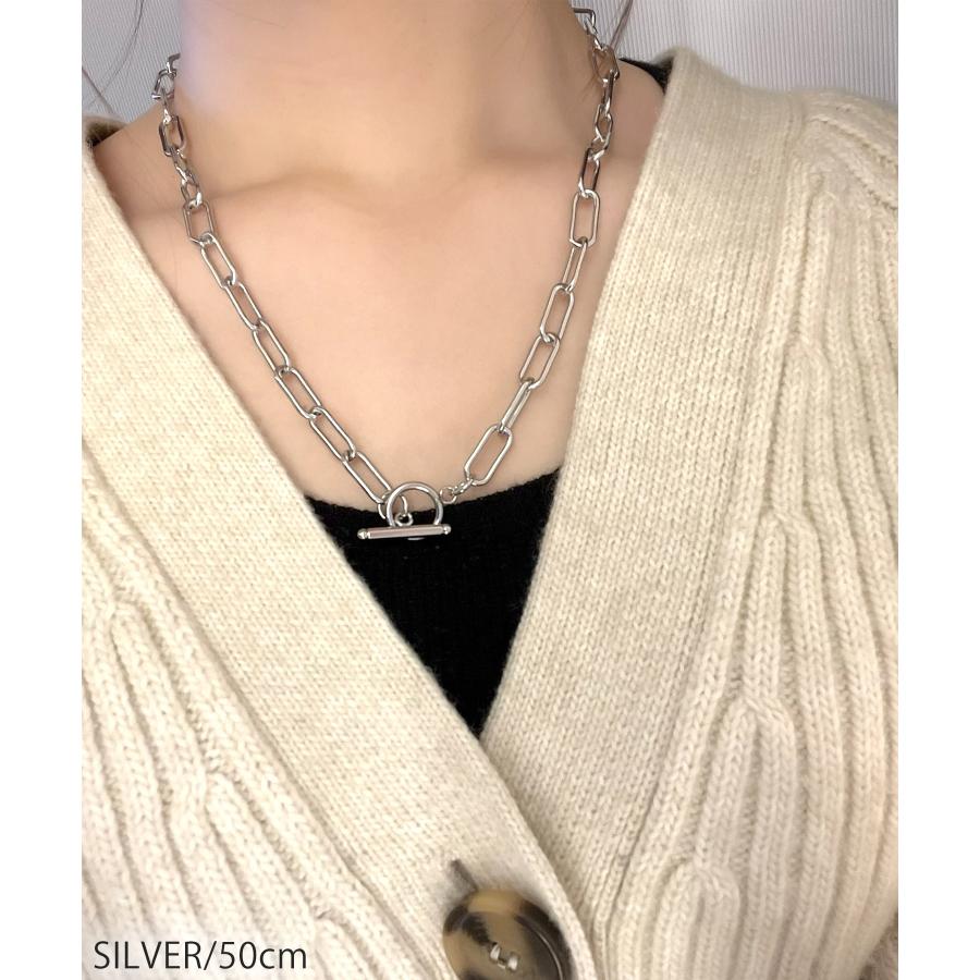 ネックレス ペーパークリップ マンテル チェーン レディース blackdia