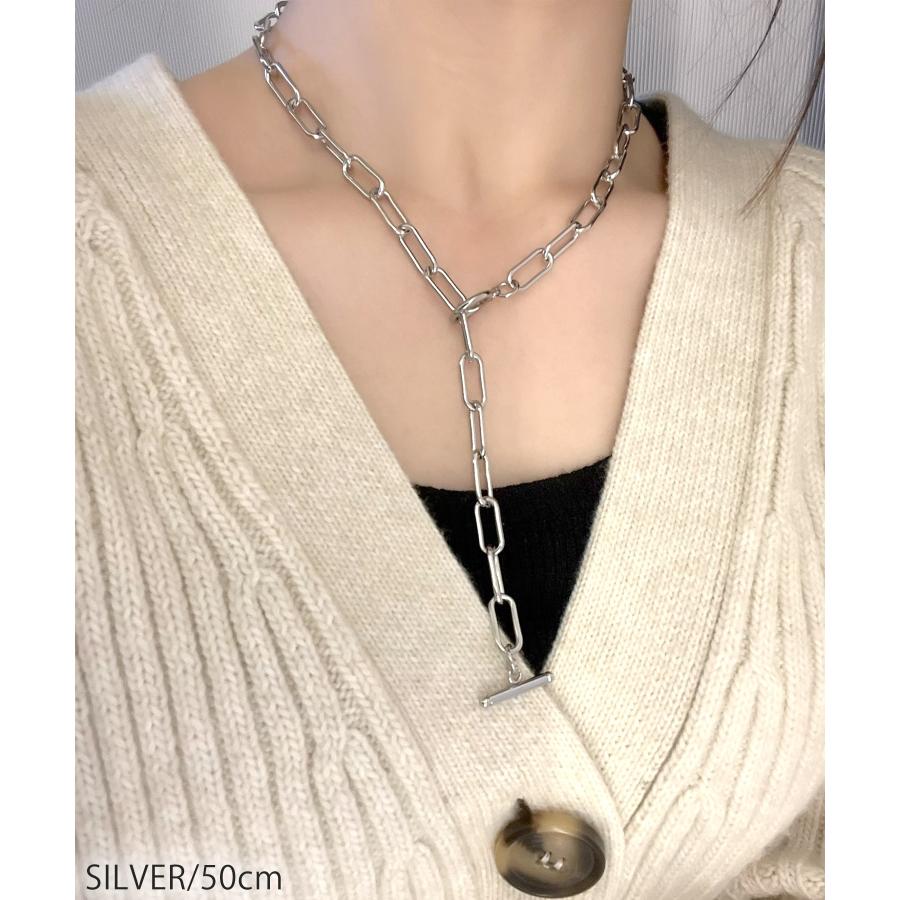 ネックレス ペーパークリップ マンテル チェーン レディース blackdia 