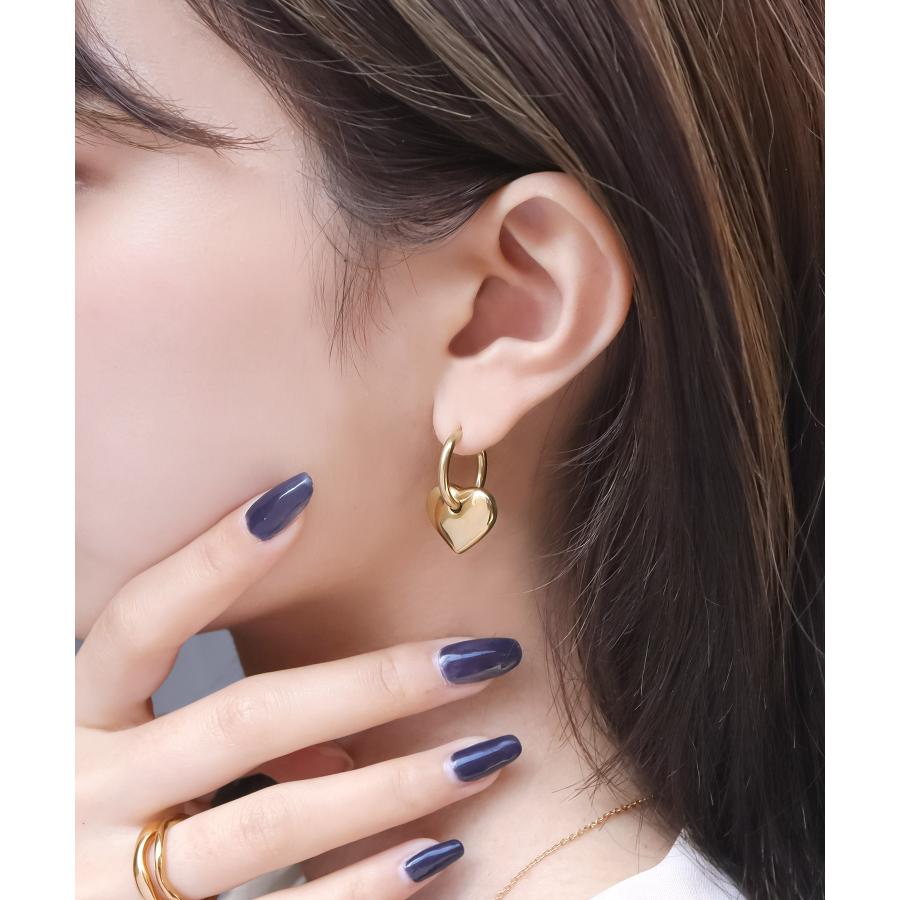 ステンレス製 ピアス 2WAY ハート フープ 金属アレルギー 両耳 セット