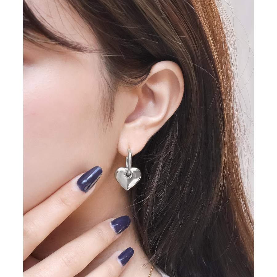 ステンレス製 ピアス 2WAY ハート フープ 金属アレルギー 両耳 セット
