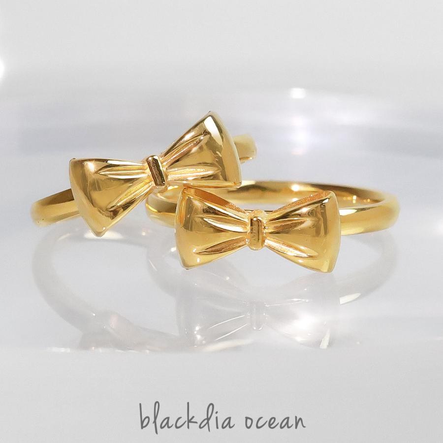 リング 指輪 レディース blackdia ocean リボン ステンレス 金属 