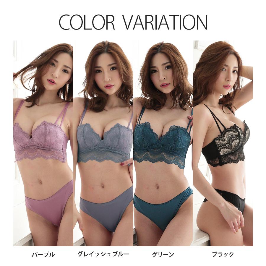 ブラ&Tバックセット ノンワイヤー らくらく盛れる 総レース ワイヤレス