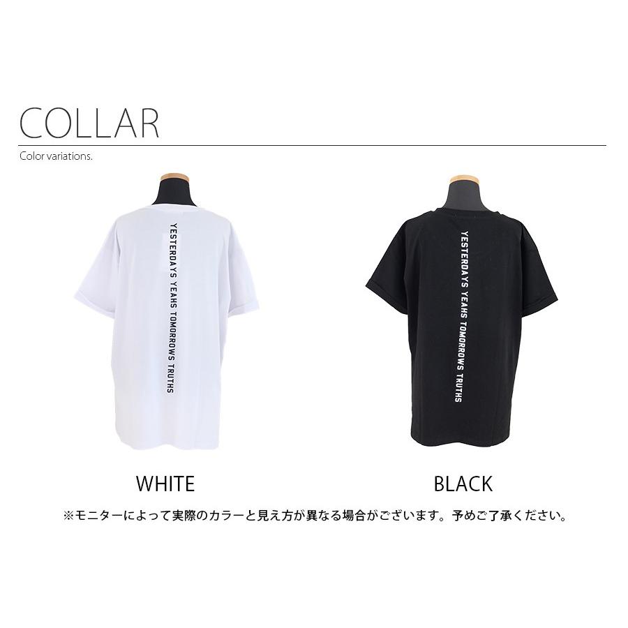 Tシャツ トップス バックプリント 体型カバー バックプリントT ロゴ 半袖 Vネック 胸ポケット｜diamondhearts｜10