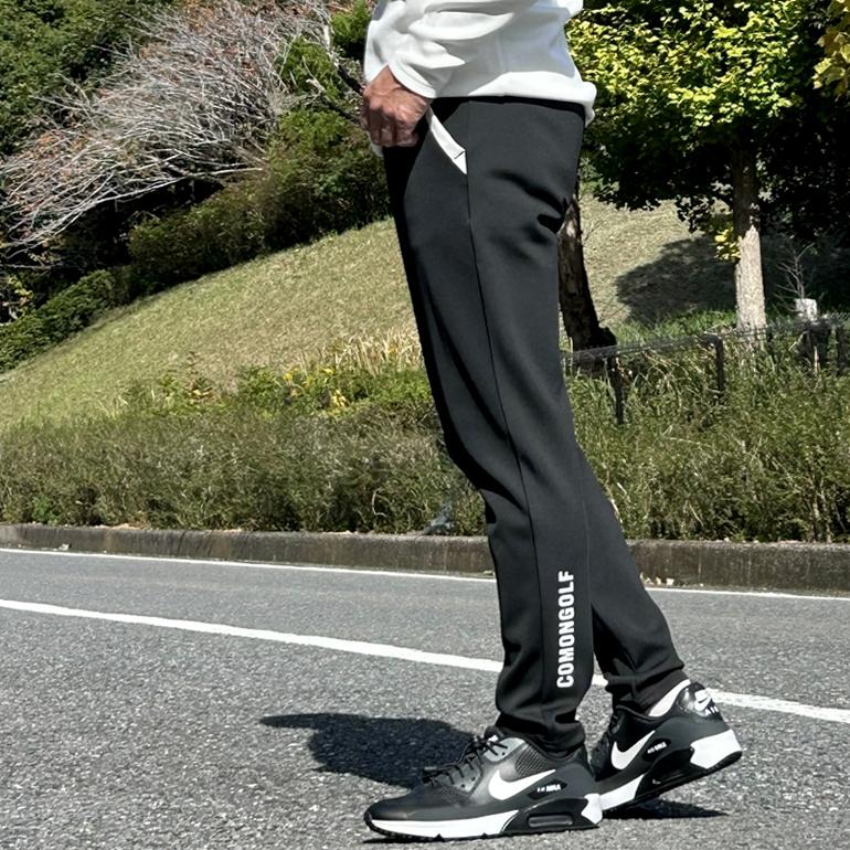 02M751◯ Black&White 黒 ワイド 裏起毛 ゴルフパンツ L COMONGOLF（コモンゴルフ） ゴルフウェア 秋冬 メンズ ゴルフパンツ