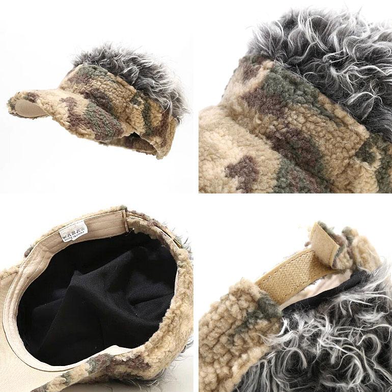 ゴルフ 帽子 冬 防寒 サンバイザー キャップ ウィッグ付き シルバー