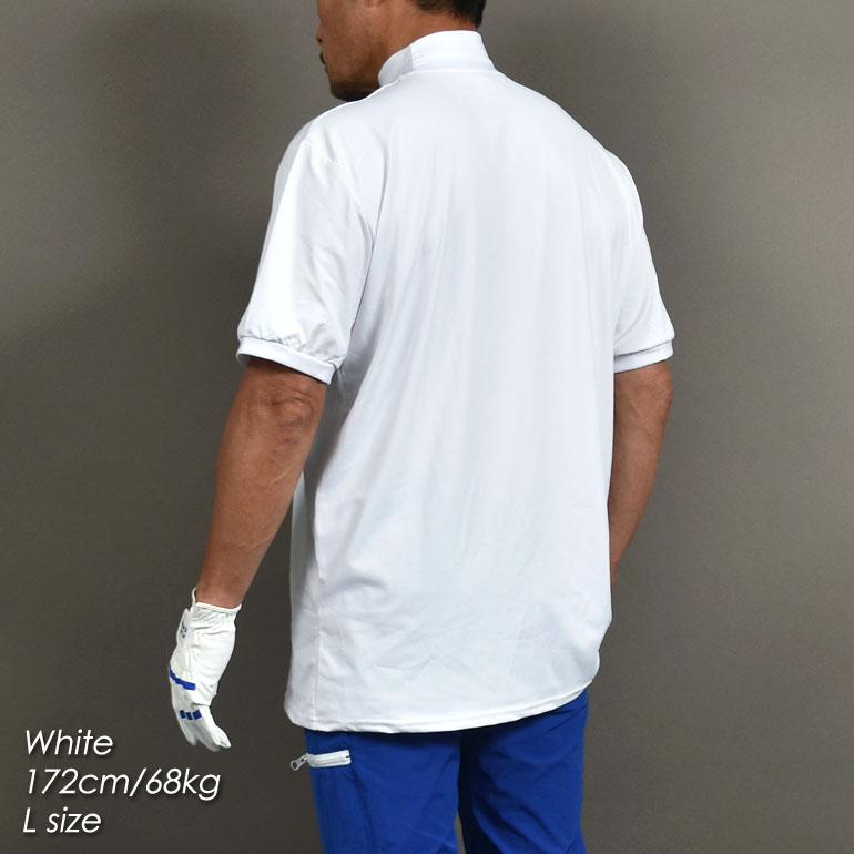 【新品】レザレクション　ゴルフ　半袖　モックネック　白　メンズXLサイズ COMONGOLF ゴルフウェア メンズ 夏 秋 半袖 モックネック ドライ