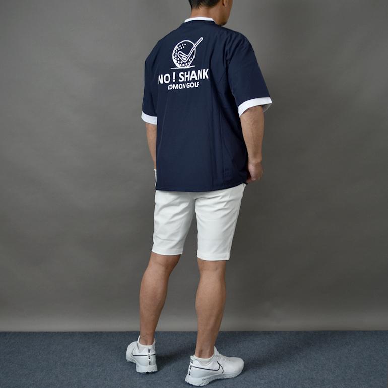 メンズゴルフシャツ Backwords ドーナツ Mサイズ 未使用品 COMONGOLF（コモンゴルフ） ゴルフ 撥水加工 半袖 メンズ プルオーバー