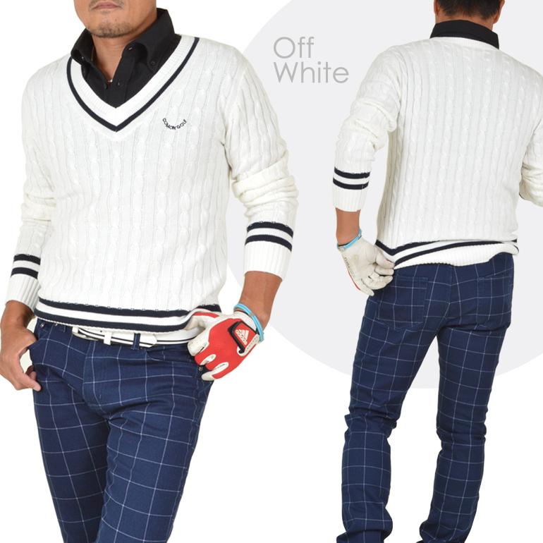 Sale ゴルフウェア メンズ ゴルフ ウェア セーター 大きいサイズ ニット チルデン Vネック コットン100 ゴルフトップス 春 夏 サンタリート Cg St547 Cg St547 サンタリート 通販 Yahoo ショッピング