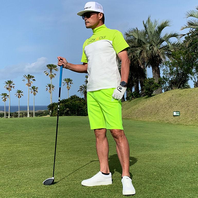V12 ゴルフ ショートパンツ ネオンイエロー COMONGOLF（コモンゴルフ） 送料無料 アウトレット ゴルフウェア