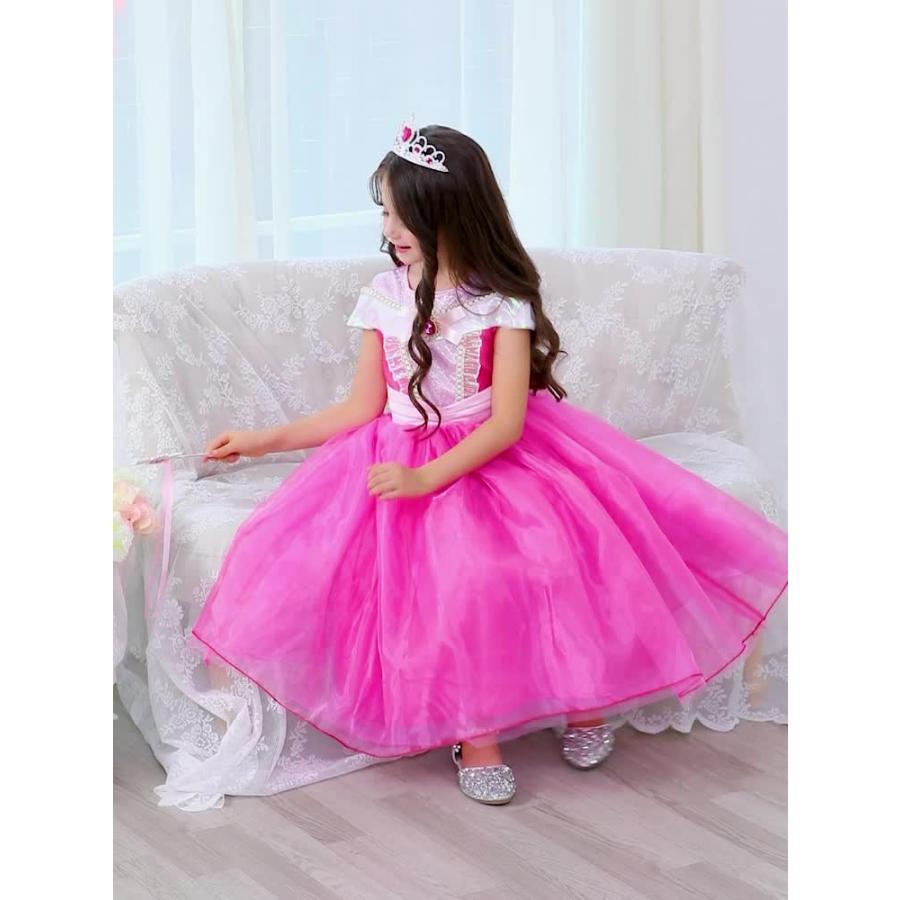ドレス 3点セット ワンピース 子ども服 オーロラ姫 風 ピンク ロング 子供服 衣装 コスプレ 誕生日 プレゼント ハロウィン クリスマス アナと雪の 女王風|diashine|05