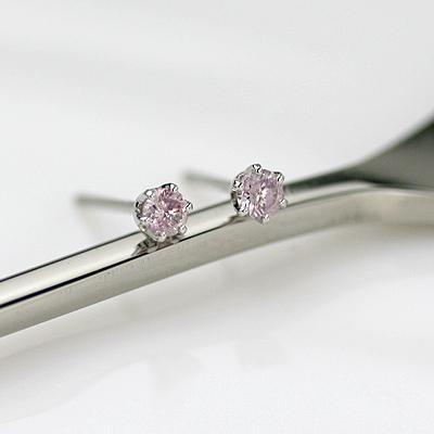 枠の素材が選べる 天然ピンクダイヤモンドピアス 0.10ct ランキング