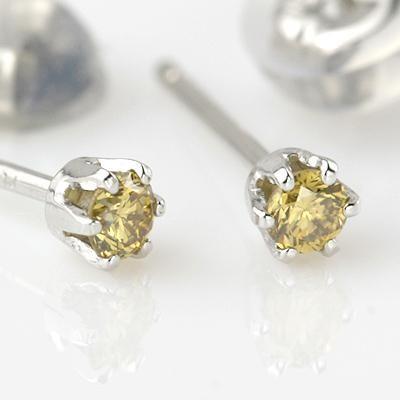 PTゴールデンイエローダイヤモンドピアス 0.10ct : ダイヤピアス専門店 
