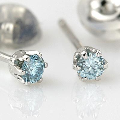 ダイヤモンド 輝き厳選保証 PTアイスブルーダイヤモンドピアス 0.10ct 