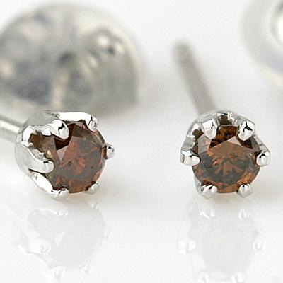 PTコニャックブラウンダイヤモンドピアス 0.10ct : ダイヤピアス専門店 