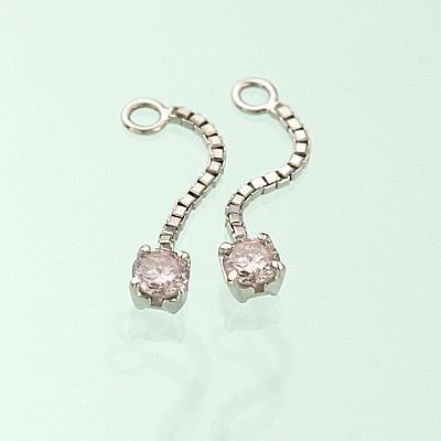 K18WG天然ピンクダイヤチャーム 0.08ct 鑑定書付＊pt＆K18ピンク 
