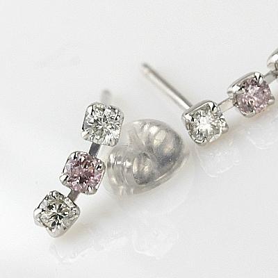 K18WG 天然ピンクダイヤピアス 0.08ct 0.16ct : ダイヤピアス専門 