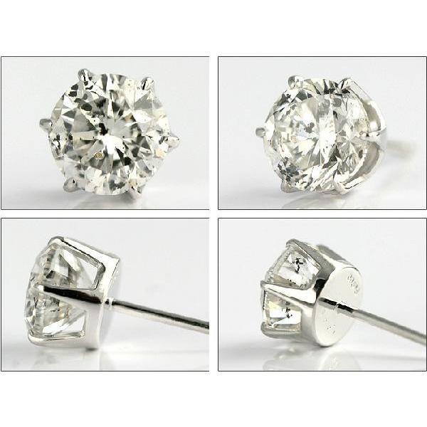 プラチナ900天然ダイヤモンドピアス大粒1.0ct 無色透明 Gカラー 6本爪