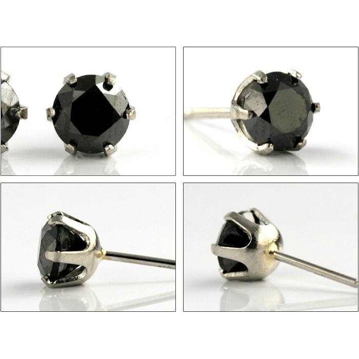 プラチナ900 ブラックダイヤモンド ピアス 1.0ct (トータル2石) 両耳用
