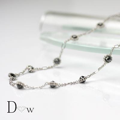 形状記憶タイプ良品質　K18WGブラックダイヤモンドネックレス　6ct｜diaw