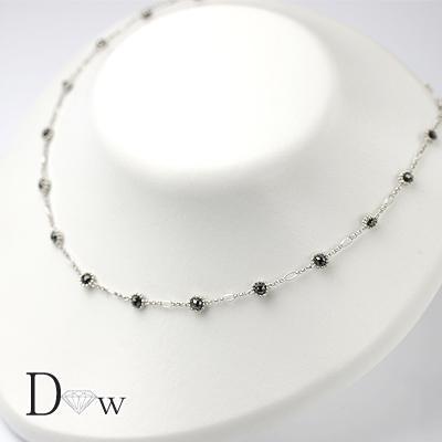 形状記憶タイプ良品質　K18WGブラックダイヤモンドネックレス　6ct｜diaw｜02