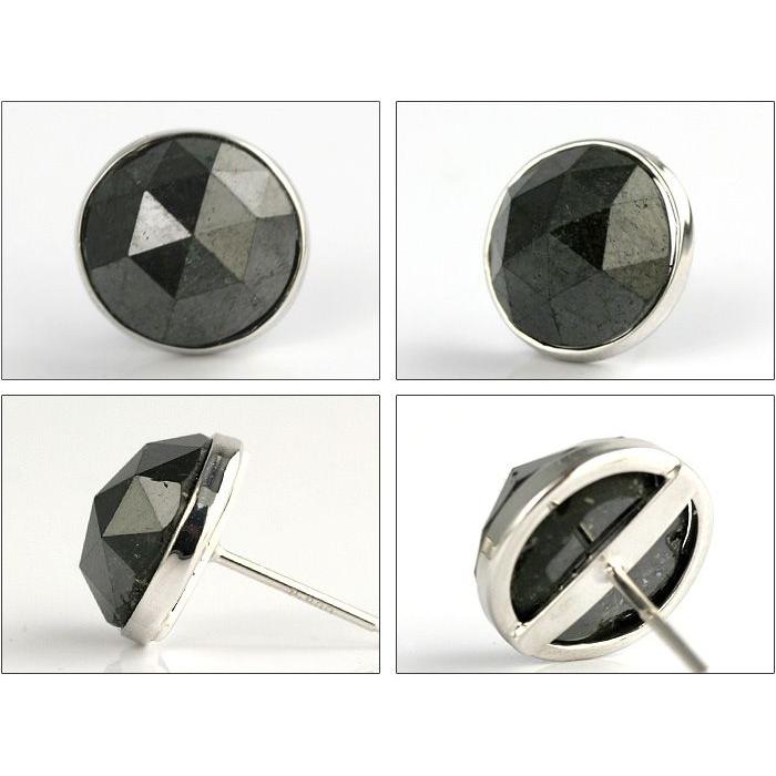 PT900 プラチナ ローズカット ブラックダイヤモンド ピアス 3.0ct 片耳