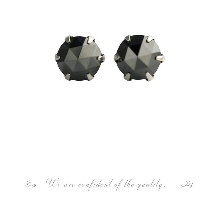 Pt900 プラチナ　計0.6ct ブラックダイヤモンドピアス　特A PT900 プラチナ ローズカット ブラックダイヤモンド ピアス 0.6ct 6本