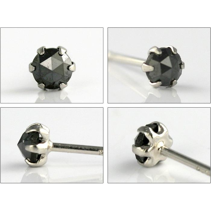 プラチナ ブラックダイヤ ピアス 0.30ct 両耳 一粒 今だけ 14,300
