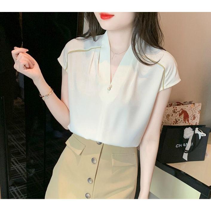 定休日以外毎日出荷中 ブラウス トップス シャツ Tシャツ レディース 夏 大きいサイズ 半袖 フレンチスリーブ 無地 きれいめ Vネック オフィスカジュアル 上品 エレガント ホワイト マ Www Cancousa Com