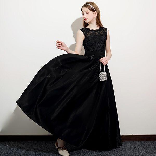 ピアノ発表会 ドレス 中高生 高校生 中学生 ワンピース ジュニアドレス 七五三 160 170 子供ドレス ブラック 黒 プリンセスドレス Aライン ラウンドネック ノー ピアノ発表会 ドレス 中高生 高校生 中学生 ワンピース ジュニアドレス 七五三 子供ドレス ブラック プリンセスドレス Aライン ラウンドネック ノー