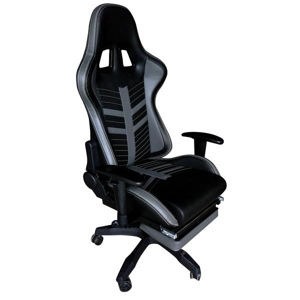 お1人様1点限り オフィスチェア パソコンチェアパーソナルチェア レーシングチェアー キャスター肘付き グレー 手数料安い Swinoujskie Pl