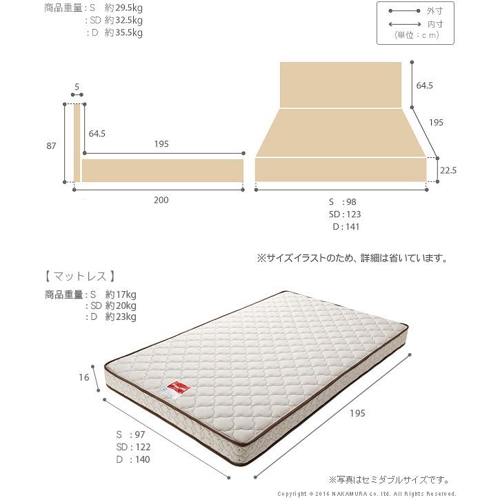 ベッド ベット ダブル 収納なし ダブル マットレス付き｜dicedice｜03