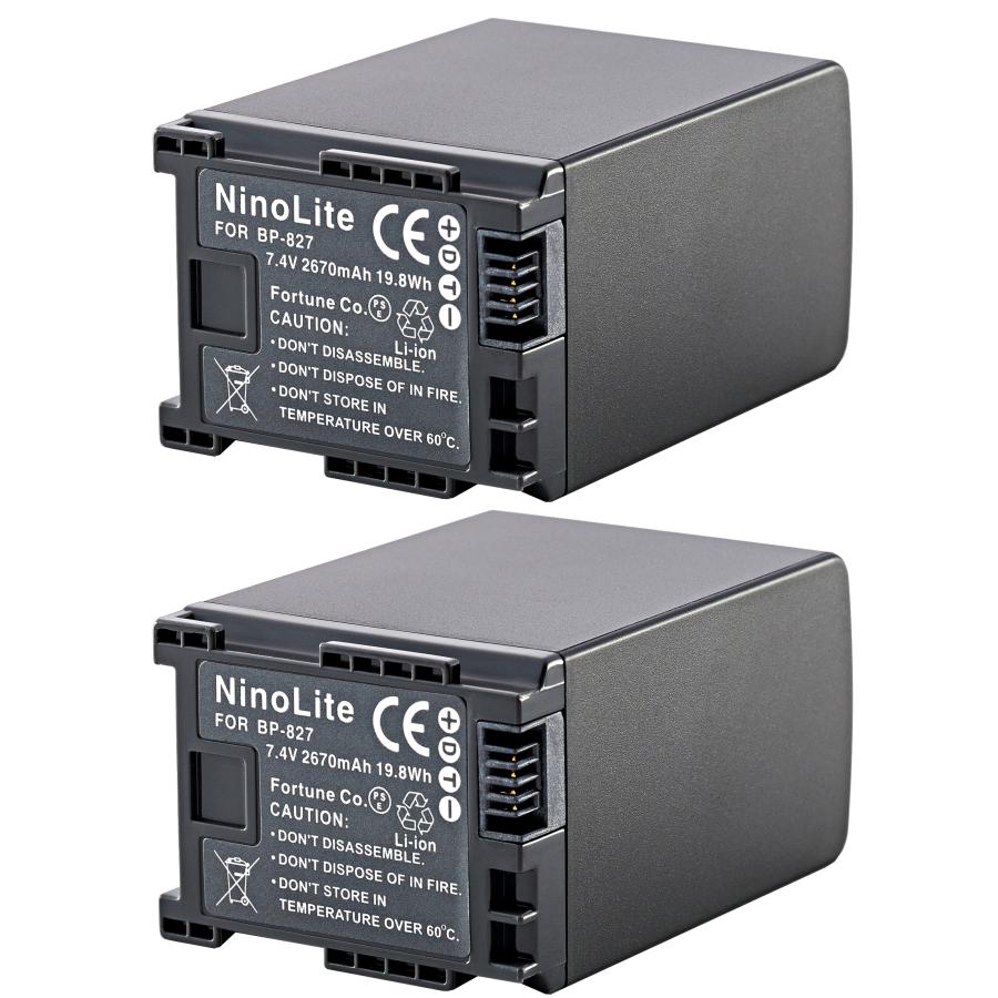 2個セット Canon キヤノン iVISビデオカメラ用 BP-827D 互換バッテリー 