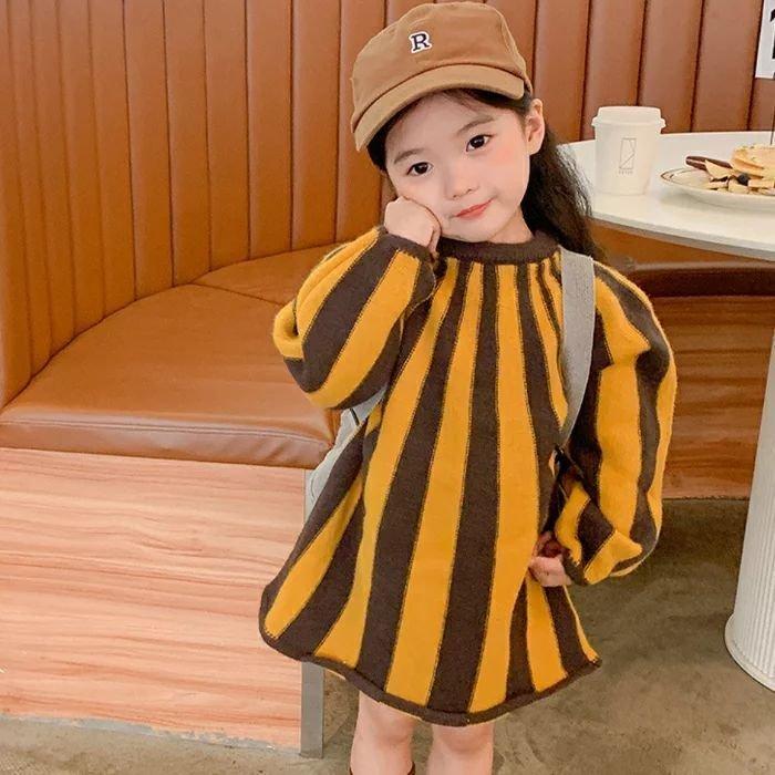 新品 正規品 キッズ子供服ベビー服ストライプaラインニットワンピースニットクルーネック長袖秋冬お出かけ女の子 Cisama Sc Gov Br