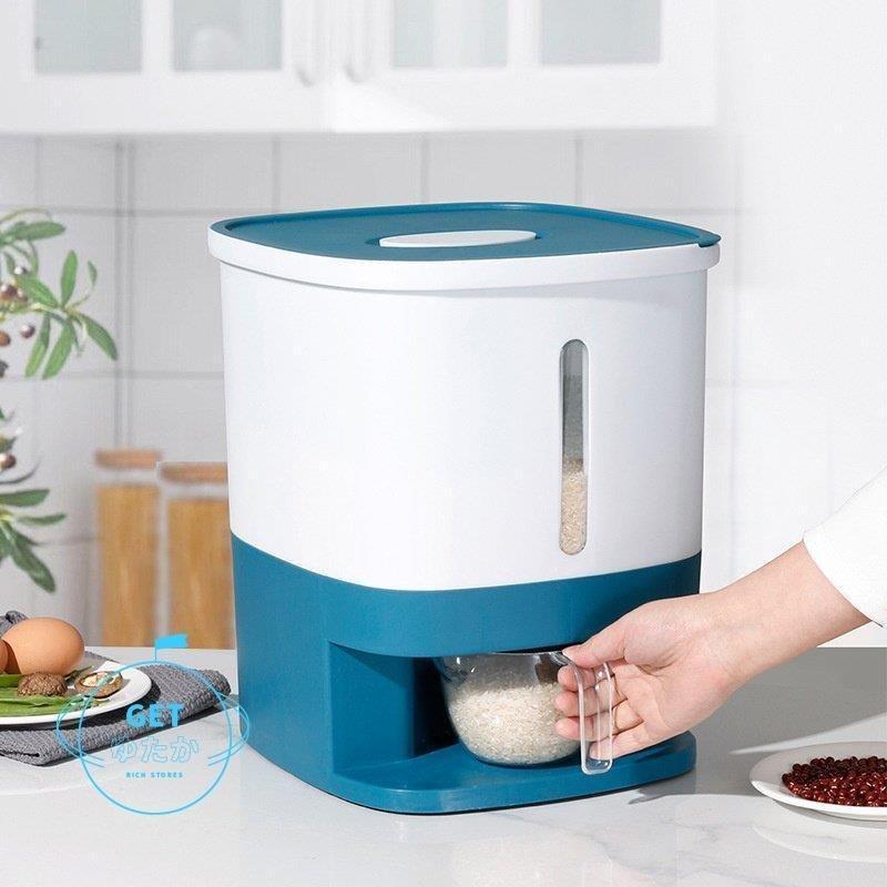 米びつ米櫃計量米櫃計量米びつライスストッカー省スペーススリム洗えるプラスチックおしゃれシンプルグレーブルー10kgタイプ Cftqpbo7po Abr Ee