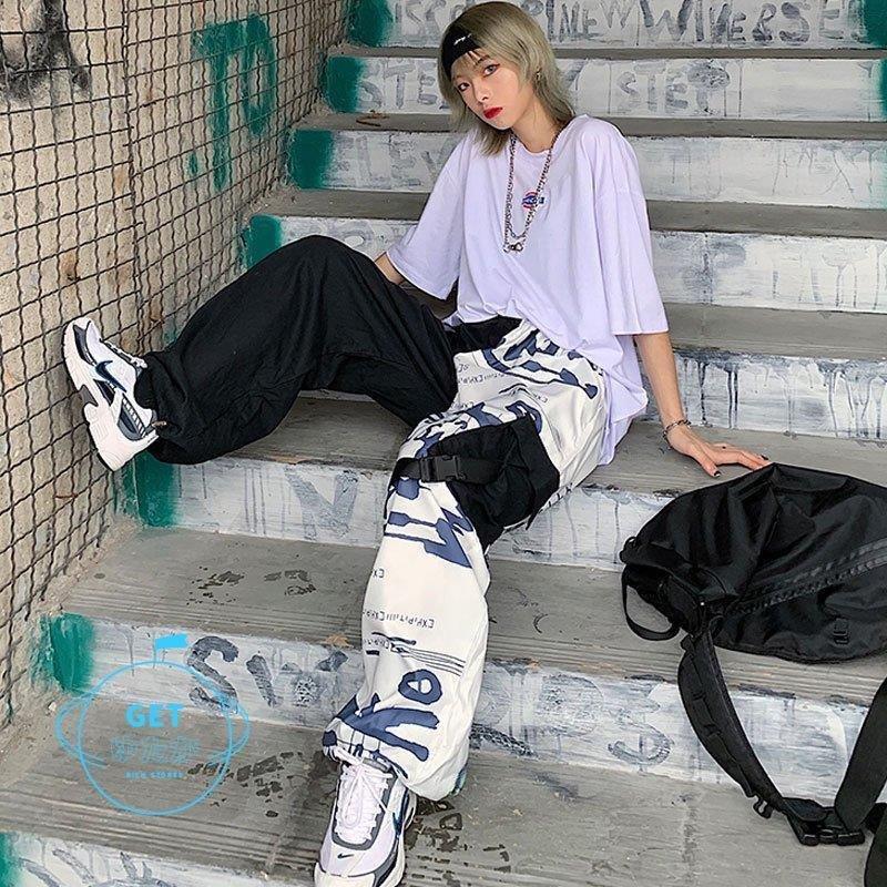 カーゴパンツ原宿系レディース韓国ファッションヒップホップダンス衣装bf風ボトムス長ズボンストリート風ストレートパンツスポーティ 正規品販売