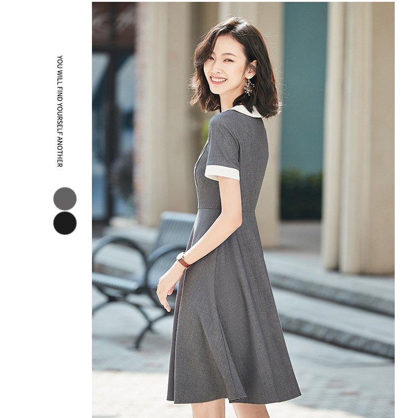 ワンピース レディース フォーマル ドレス 白襟付き おしゃれ 40代 春 五分袖 発表会 演奏会 大人 上品 シンプル きれいめ オフィス 通勤 着痩せ 入学式 母の日 Dien Dienストア 通販 Yahoo ショッピング