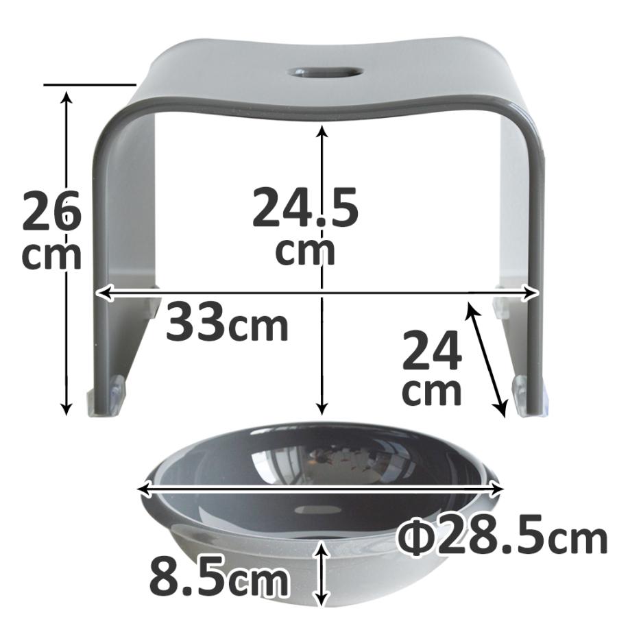 風呂 椅子 洗面器 バスチェア ボウル セット アクリル 高さ 25cm M